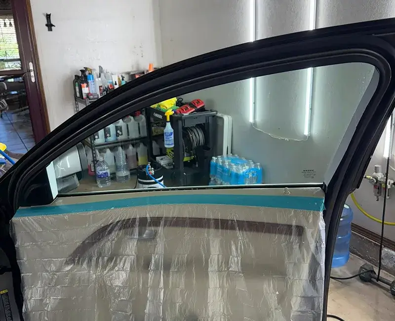 Window film installation in progress