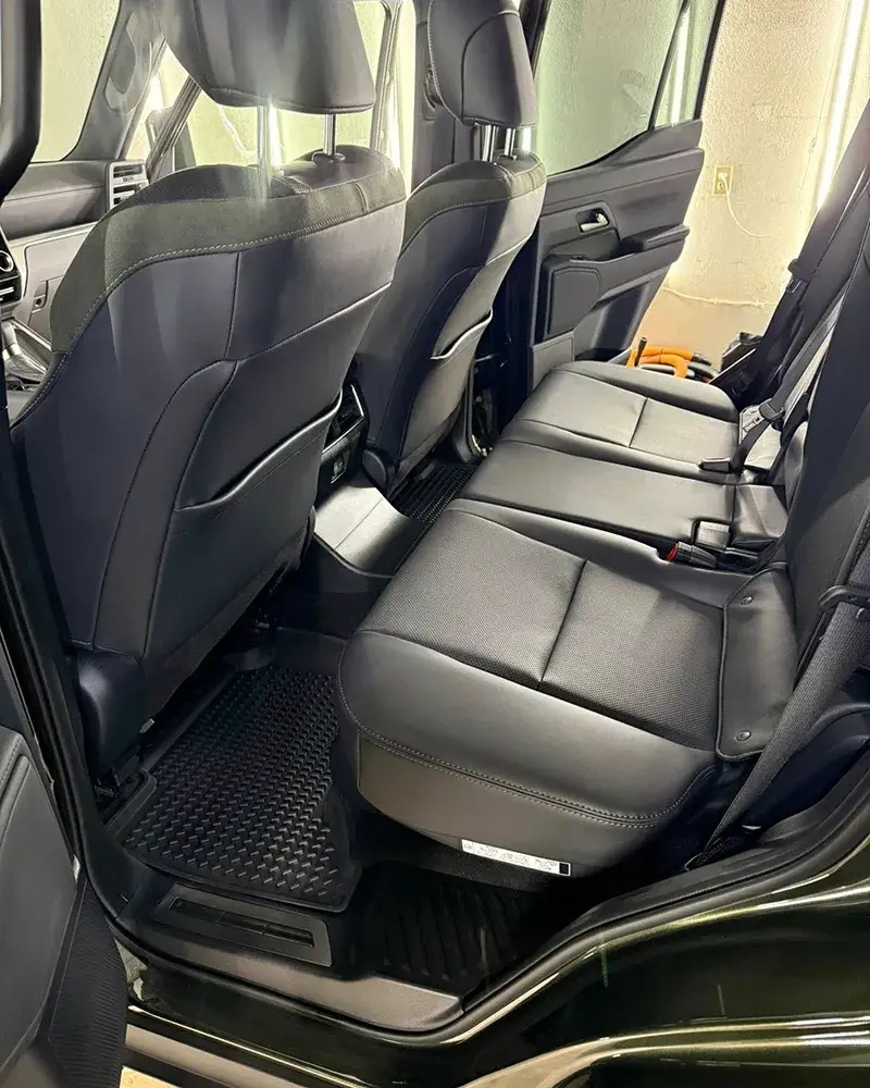 Interior of green vehicle
