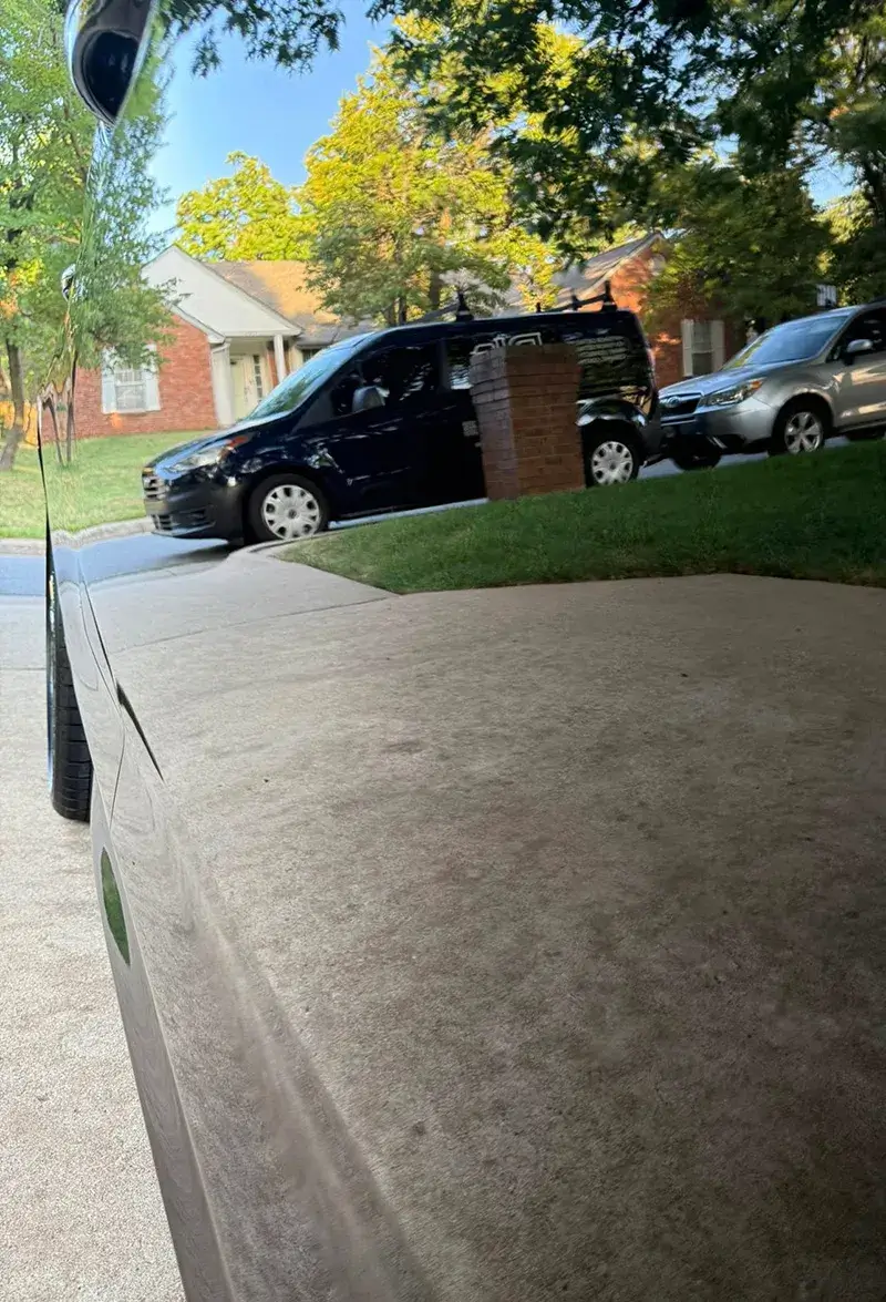 Service Steps Reflection of DL Fine Auto van on side of vehicle