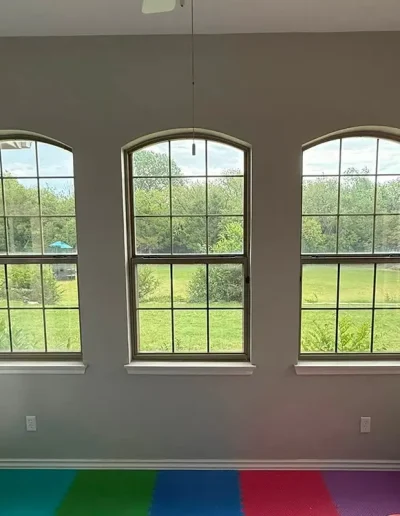 Three interior windows after being tinted